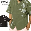  EPTM エピトミ 半袖シャツ  ブラック グリーン US HIPHOP ストリート 開襟 オープンシャツ USサイズ メンズ 大きいサイズ LL 2L XL XXL