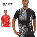 REASON Tシャツ 【 ペイズリー / Block 】 半袖 HIPHOP ヒップホップ NY REASON Clothing バンダナ PAISLEY ビッグサイズ アメリカン メンズ 大きいサイズ【メール便可】