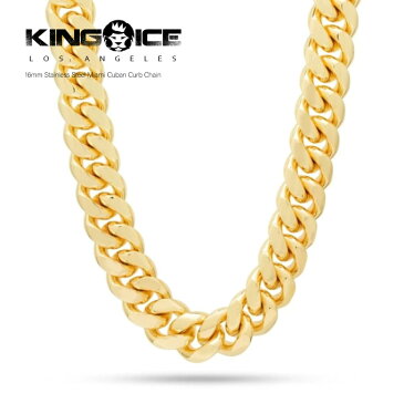 KING ICE キングアイス ネックレス【16mm チェーンネックレス】 表面14Kゴールドコーティング GOLD ジルコニア ストーン ステンレススティール NECKLACE セレブ ブリンブリン ヒップホップ ジュエリー HIP HOP JEWELRY メンズ アクセサリー