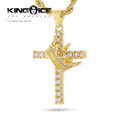 KINGICE キングアイス ネックレス【Kingdom Cross/ クラウン&クロス】 真鍮 表面14Kゴールドコーティング 十字架 GOLD NECKLACE ブリンブリン ヒップホップ HIPHOP メンズ アクセサリー