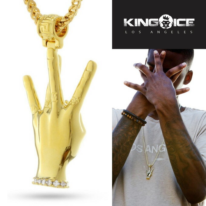 【愛用アーティスト多数】キングアイス KING ICE ネックレス【ウエストサイド WESTSIDE】 【SNOOP DOGG スヌープドッグ】 コラボ 表面14Kゴールドコーティング GOLD NECKLACE ブリンブリン ヒップホップ HIP HOP メンズ アクセサリー ハンドサイン