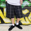 夏の定番☆ YAGO カーゴショートパンツ チェック ハーフパンツ ショーツ ヒップホップ ストリート チカーノ