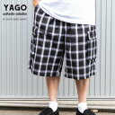 【L 〜 5XL】 YAGO カーゴショートパンツ 【 1R ブラック×ホワイト 】 チェックショーツ ハーフパンツ カーゴパンツ メンズ 短パン イージーパンツ ローライダー チカーノ LOWRIDER CHICANO HIP HOP LA 大きいサイズ PLAID SHORTS L LL 2L 3L 4L 5L 6L