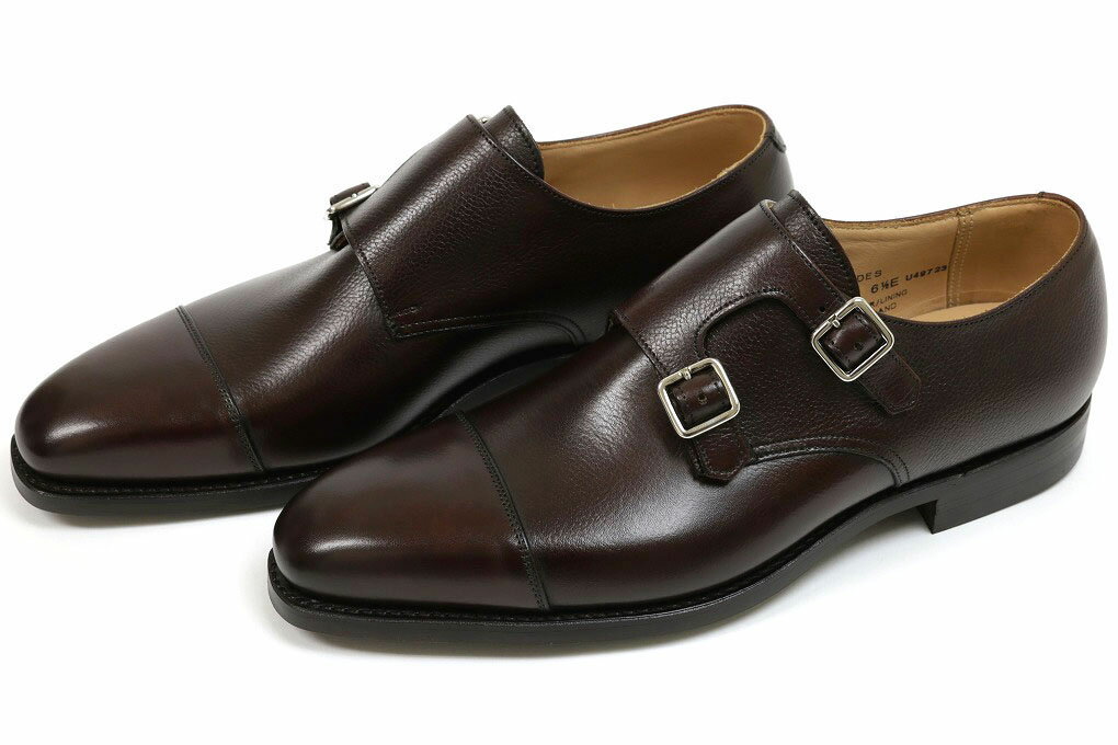 クロケット＆ジョーンズ　ダブルモンク　ラウンズ　ダークブラウン　ペブルグレイン（CROCKETT&JONES　LOWNDES　DARKBROWN　PEBBLE　GRAIN）