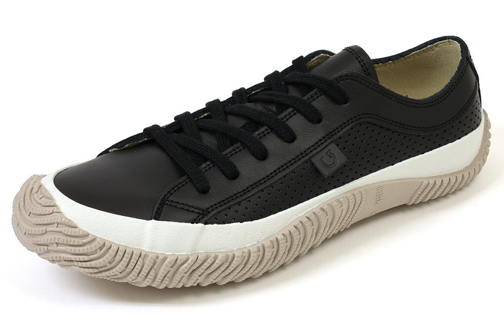 スピングル パンチングレザー ローカット ブラック×グレー SPINGLE SP-120 Black/Gray