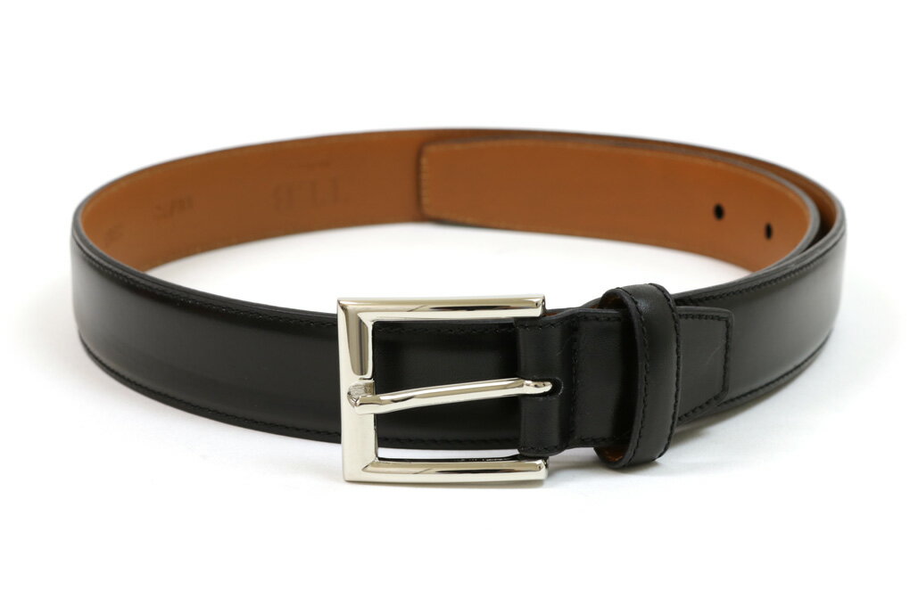 TLB　レザードレスベルト　ブラスバックル　30mm　アノネイ　ボカルー　ブラック（TLB　BELT　ANNONEY　VOCALU　BLACK）