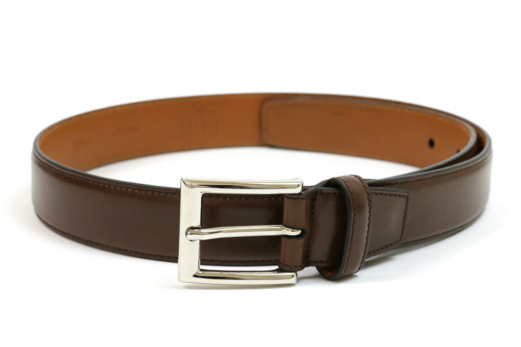 TLB　レザードレスベルト　ブラスバックル　30mm　アノネイ　ベガノ　ブラウン（TLB　BELT　ANNONEY　VEGANO　BROWN）