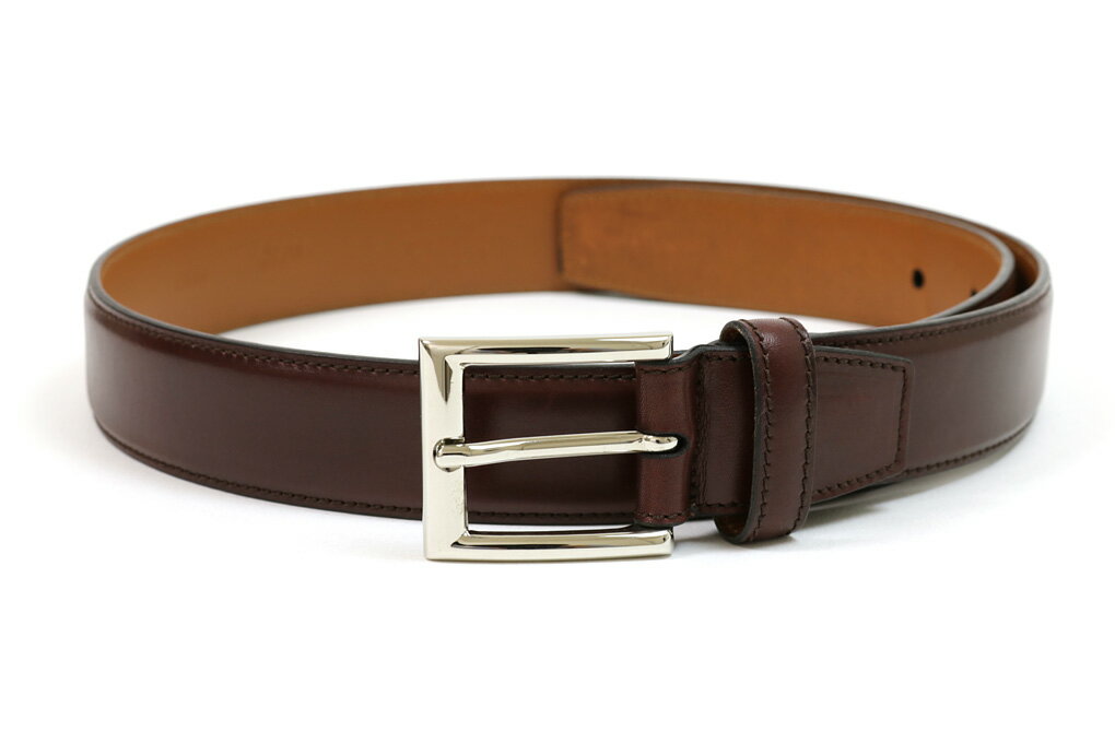 TLB　レザードレスベルト　ブラスバックル　30mm　アノネイ　ベガノ　バーガンディ（TLB　BELT　ANNONEY　VEGANO　BURGUNDY）