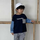素材ミックスTシャツ韓国子供服長袖韓国子供服韓国子ども服男の子女の子コットンキッズベビーファッション708090100110120おすすめ人気かわいいおしゃれCR&W sa