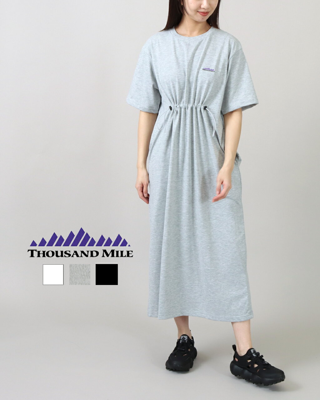 【20%OFF アウトレット】THOUSAND MILE サウザンドマイル ワンピース レディース ショートスリーブ ドローコードワンピース TM251TC00...