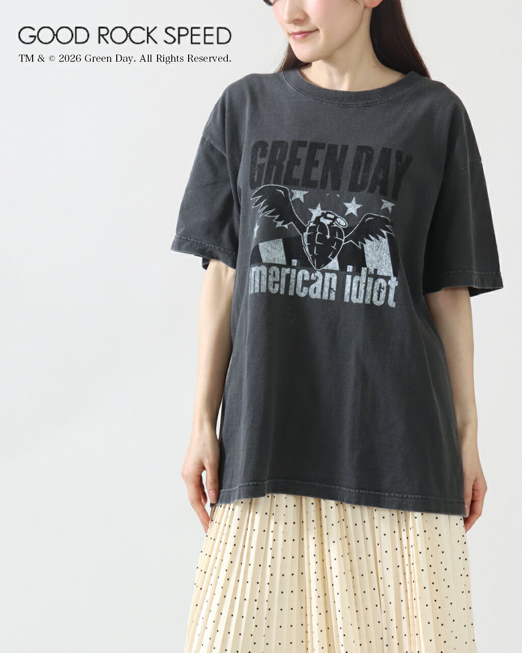 Rakuten - GOOD ROCK SPEED グッドロックスピード レディース Tシャツ GREENDAY プリントTシャツ トップス 半袖 ロゴ プリント ヴィンテージ 26GRD006W 正規品 26SS【ゆうパケット】