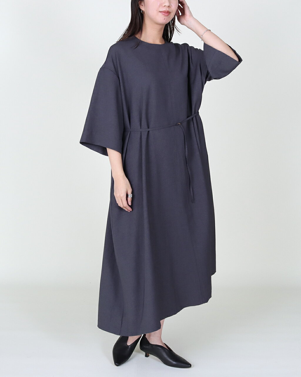 【20%OFF 6/4 20:00~】MANON マノン プルオーバーフレアドレス PULL OVER FLARE DRESS レディース ベルト付きワンピース セレモニー オケージョン シンプル 公式 正規品 25SS