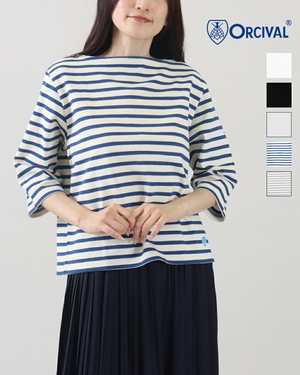 Rakuten - 【10%OFFクーポン】ORCIVAL オーシバル オーチバル SHORT LENGTH BOAT NECK S/S P.O. ショート レンス ボートネック プルオーバー B512 バスクシャツ 5分袖 定番 丈夫 肉厚 しっかり シンプル 上品 オープンエンドヤーン 公式 正規品 26SS 新型