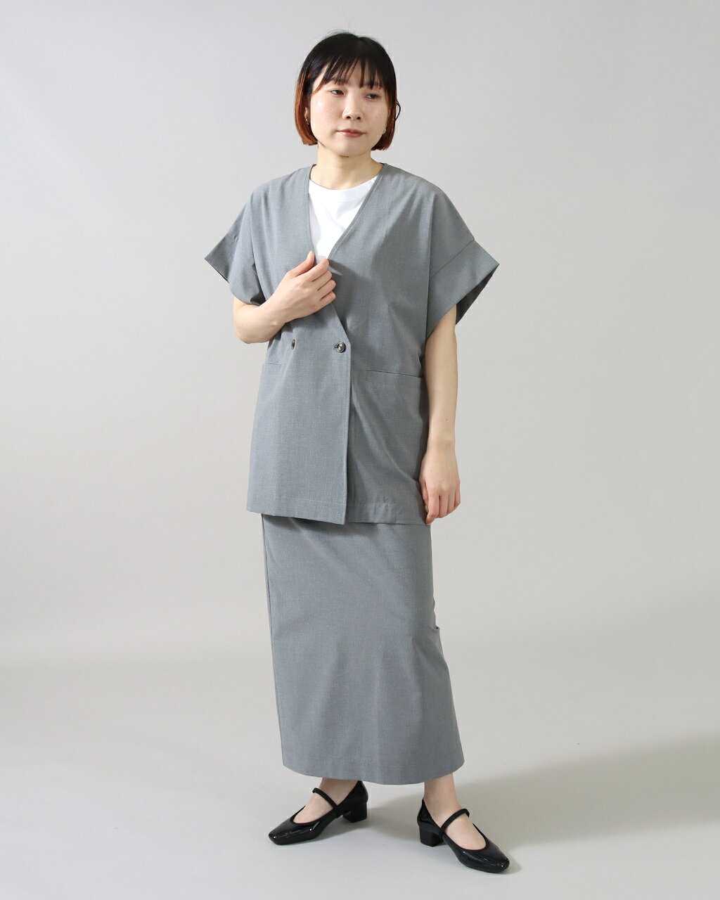 【SALE/50%off】siro de labonte シロデラボンテ レディース スカート サマーフランネル ペンシルスカート R523305 シンプル 綺麗め セレモニー セットアップ 正規品 25SS crochet-10015092 CROCHET クロシェ サンプル画像3