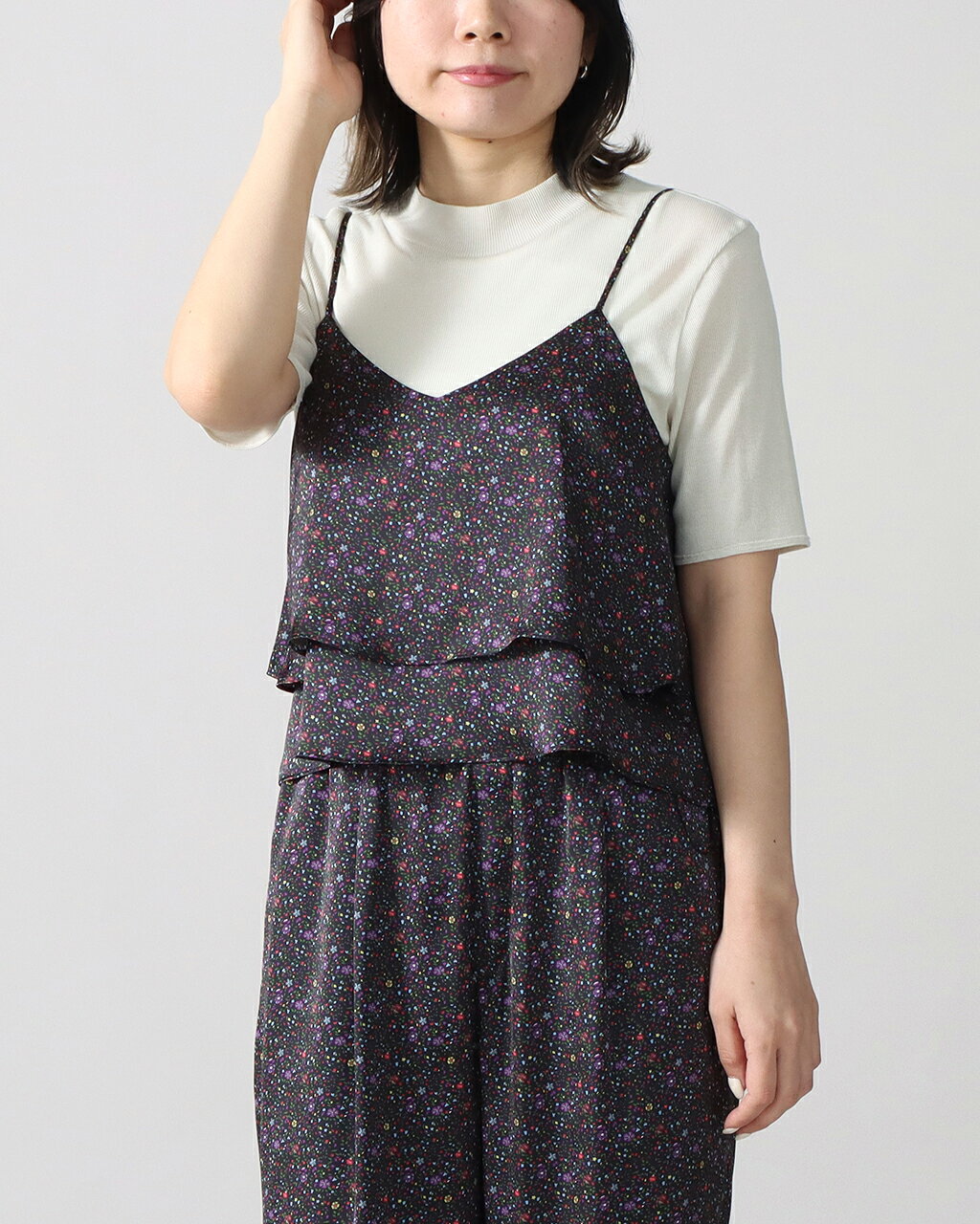 【まとめて20%off対象】【SALE/20%off】TICCA ティッカ リトルフラワープリントビスチェ TBFS_081 2WAYビスチェ 花柄 小花 プリントビスチェ セットアップ ポリエステル 新色 フェミニン 上品 光沢感 サテン素材 アート感 華やか ゆうパケット crochet-10016607 CROCHET クロシェ サンプル画像2