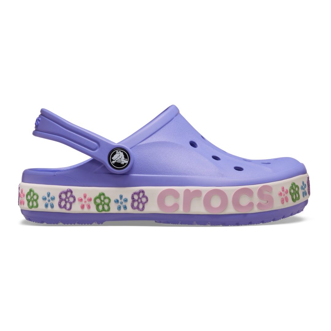 【クロックス公式】【14〜17.5cm】バヤバンド フラワー バンド クロッグ　キッズ　かわいい　花　パープル　トドラー
