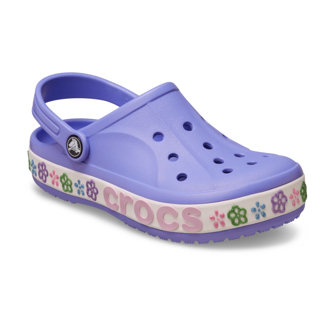 【クロックス公式】【14〜17.5cm】バヤバンド フラワー バンド クロッグ　キッズ　かわいい　花　パープル　トドラー