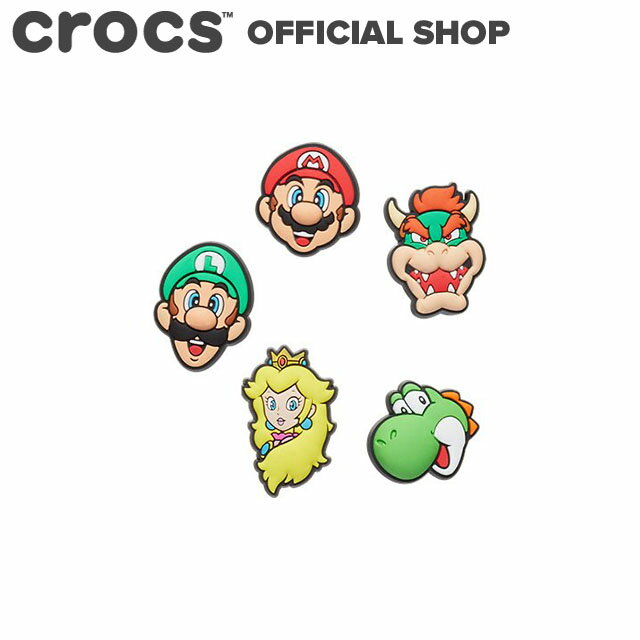 【5/10限定｜最大100 P還元】【クロックス公式】 Super Mario 5 Pack スーパー マリオ 5 パック / crocs Jibbitz ジビッツ チャーム カスタマイズ ルイージ ヨッシー クッパ ピーチ姫 スーパーマリオ キャラクター 2024CPN