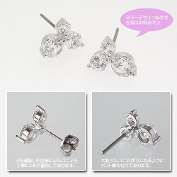 3ストーンブーケデザインピアス