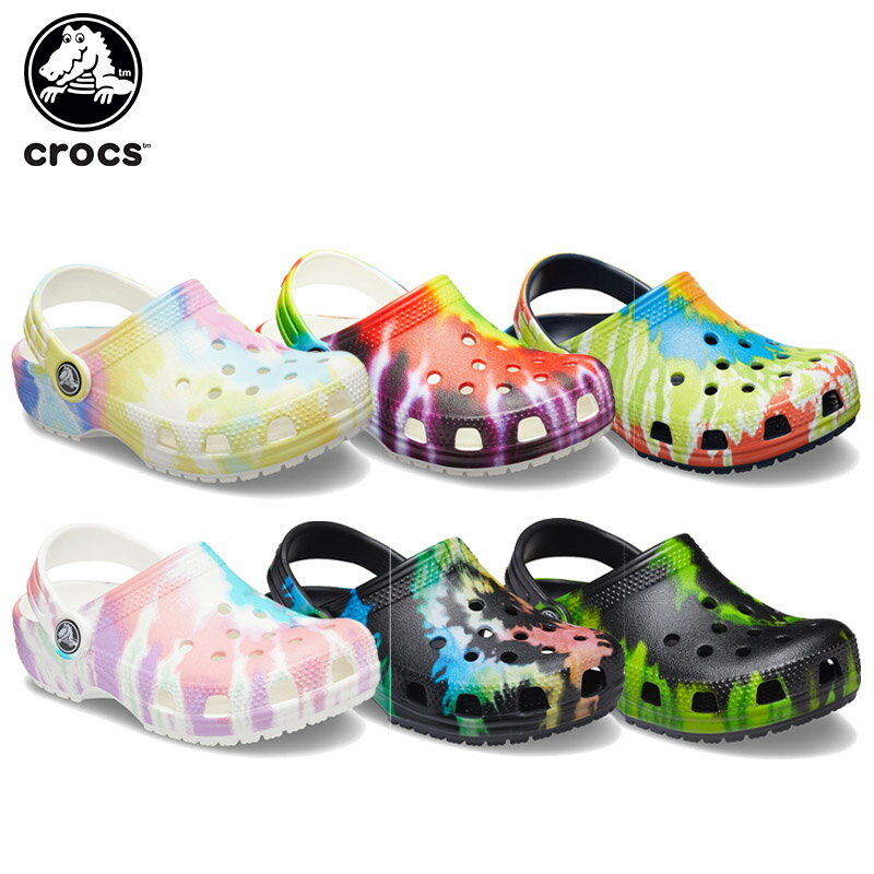 【30％OFF】クロックス(crocs) クラシック タイ ダイ グラフィック クロッグ キッズ(classic tie dye graphic clog k) キッズ/サンダル/シューズ/子供用[C/A]