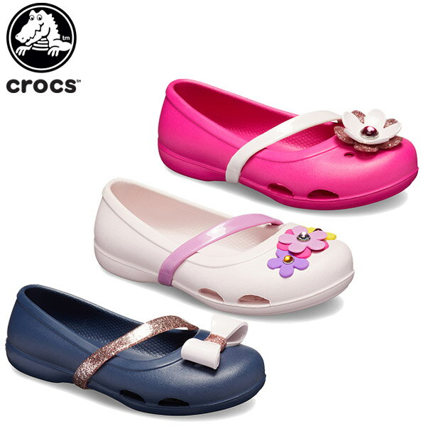 【20％OFF】クロックス(crocs) クロックス リナ チャーム フラット キッズ(crocs lina charm flat k ) キッズ/サンダル/子供用[C/A]