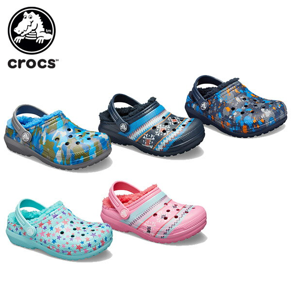 【セール期間中P5倍!】【40％OFF】クロックス(crocs) クラシック プリンテッド ラインド クロッグ キッズ(classic printed lined clog kids) キッズ/サンダル/シューズ/子供用/ボア[C/A][H]