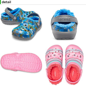 【15％OFF】クロックス(crocs) クラシック プリンテッド ラインド クロッグ キッズ(classic printed lined clog kids) キッズ/サンダル/シューズ/子供用/ボア[C/A][H]