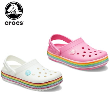 【ポイント10倍】クロックス(crocs) クロックバンド レインボー グリッター クロッグ キッズ(crocband rainbow glitter clog kids) キッズ/サンダル/子供用[C/A]