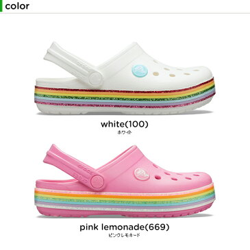 【ポイント10倍】クロックス(crocs) クロックバンド レインボー グリッター クロッグ キッズ(crocband rainbow glitter clog kids) キッズ/サンダル/子供用[C/A]