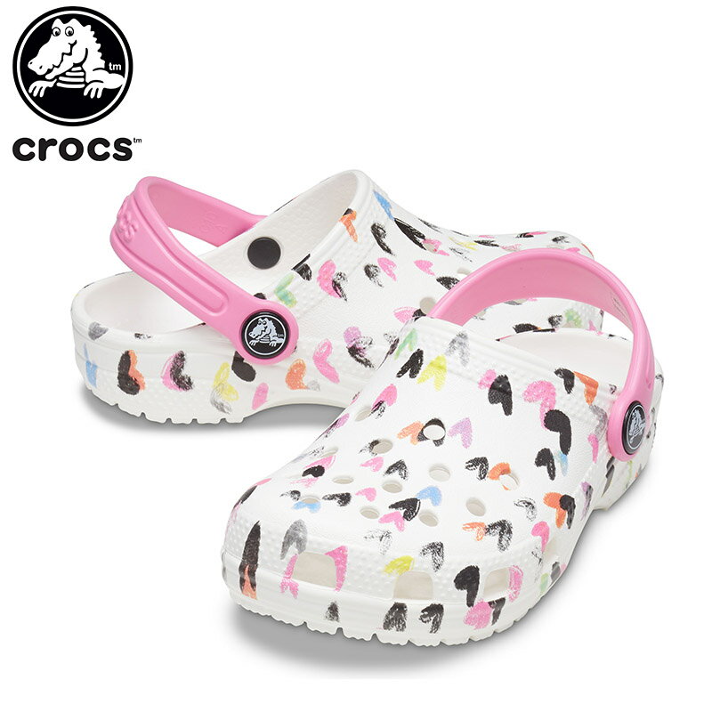 【40％OFF】クロックス(crocs) クラシック ハート プリント クロッグ キッズ(classic heart print clog k) キッズ/サンダル/シューズ/子供用[C/A]【ポイント10倍対象外】