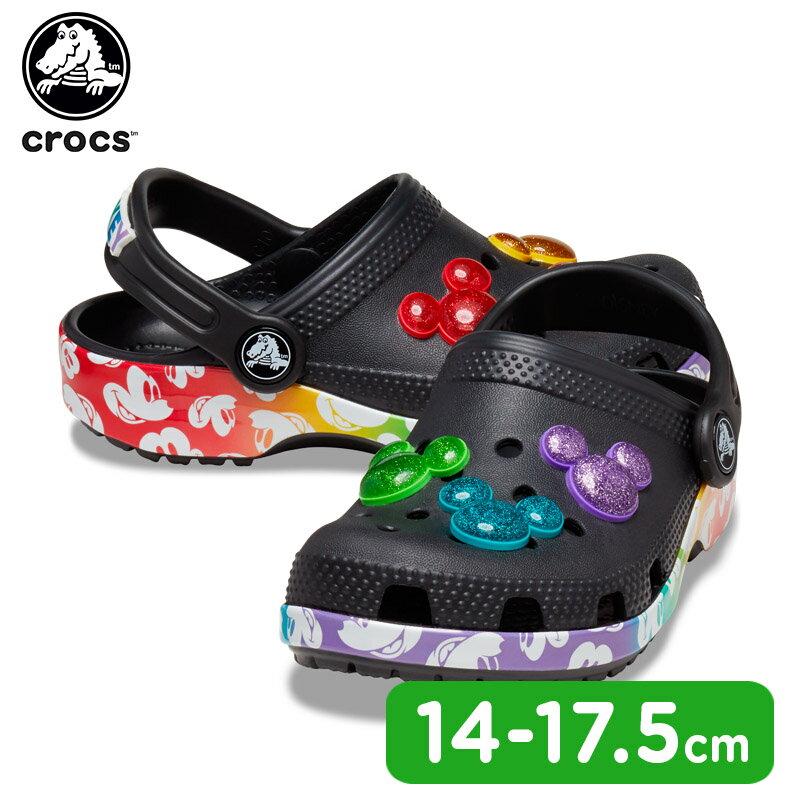 【10％OFF】クロックス(crocs) クラシック ディズニー レインボー クロッグ トドラー(classic disney rainbow clog t)キッズ/サンダル/シューズ/子供用/ミッキーマウスC/A]