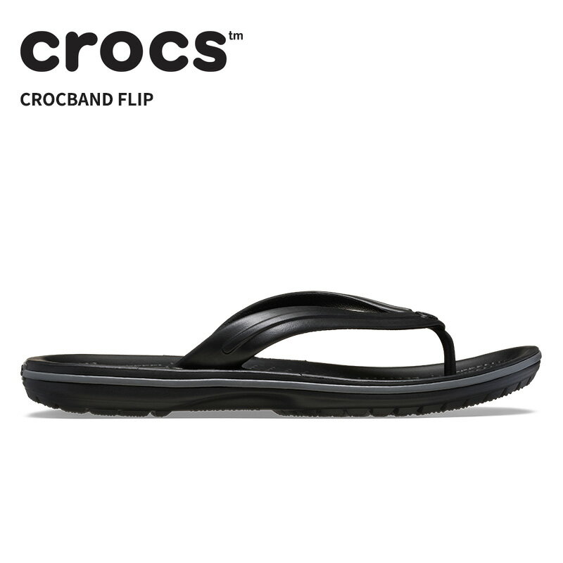 Rakuten - [B]クロックス メンズ レディース サンダル CROCS クロックバンド フリップ Crocband Flip ブラック/スレートグレー 11033-0dd