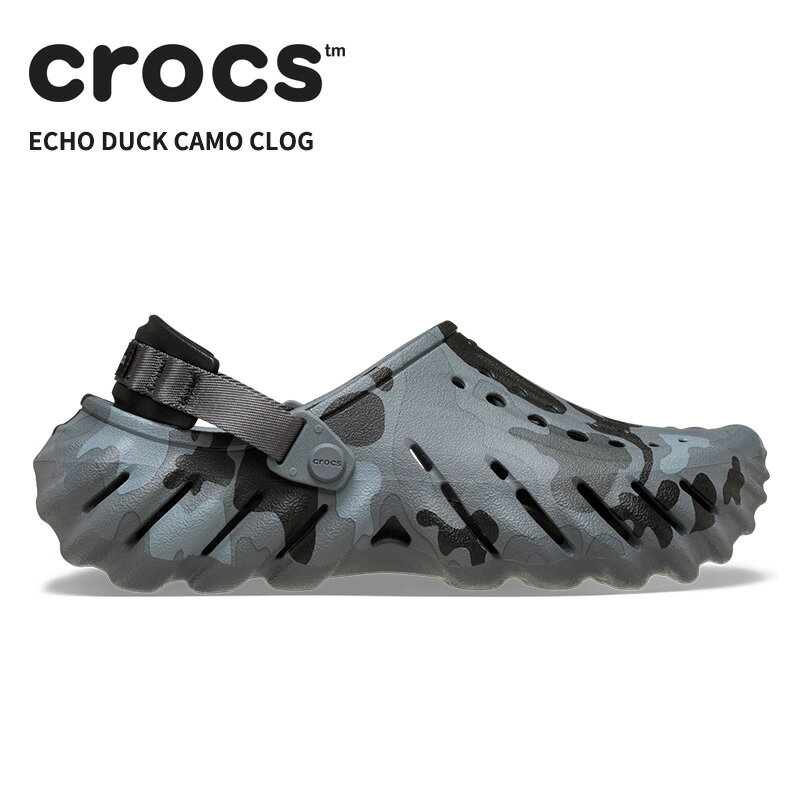 [B]クロックス メンズ レディース サンダル CROCS エコー ダック カモ クロッグ Echo Duck Camo Clog チャコール/ブラック 211981-082（楽天・crohas（クロハス））