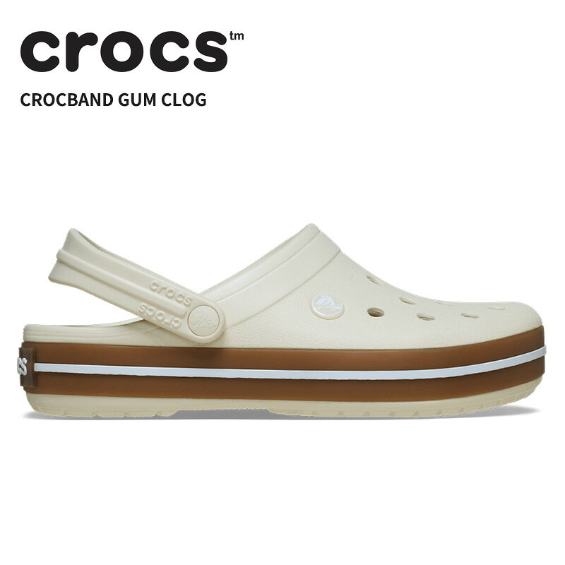 商品詳細 ブランド クロックス/ crocs モデル名 CROCBAND GUM CLOG 品番212756 ヒールの高さ約2.1cm 重さ（参考サイズ）176g(23cm) 生産国中国 素材 アッパー/合成樹脂 ソール/合成樹脂 注意事項・商品の画像につきましては、モニターやPCの設定によっては、実際の物と異なる場合がございます。・製品の性質上、若干のインク汚れ、傷、接着剤跡、バリ等が生じている場合がございますが、不良品ではございません。 サイズ 足の実寸が23〜23.5cmの場合 足の特長 おすすめサイズ 細身・普通 23cm（M5/W7） 甲高・幅広 24cm（M6/W8） サイズについてのご注意※必ずお読みください ご利用ガイド 検索キーワード：プレゼント 男性 女性 男女兼用 メンズ レディース ユニセックス ギフト 10代 20代 30代 40代 50代 60代 メンズ　スポーティ crocs クロックス 軽量 軽い 歩きやすい 履きやすい クッション 快適 通気性 速乾 防水 水に強い ジビッツ カスタマイズ スポーツサンダル カジュアル アウトドア キャンプ ガーデニング オフィス ベランダ 普段履き 人気 定番 快適 正規品 本物 メーカー希望小売価格はメーカー商品タグに基づいて掲載しています。CROCBAND GUM CLOG スポーティなデザインにレトロなアクセントをプラスした「クロックバンド ガム クロッグ」。クロックスの定番人気モデル「クロックバンド クロッグ」に、ラバーガムバンドを組み合わせることで、よりスタイリッシュで存在感のあるデザインに仕上げました。 ジビッツチャームで自由にカスタマイズでき、自分だけのオリジナルデザインを楽しめるのも魅力。デニムやショートパンツ、ジョガーパンツなどのカジュアルスタイルはもちろん、アウトドアや旅行、ガーデニング、オフィス履きまで幅広いシーンで活躍します。 スタイリッシュなラバーゴムバンド 抜群のフィット感と安心の可動式ヒールストラップ 水に強い設計でお手入れ簡単。驚くほど軽く履きやすい 「クロスライト」フォーム構造で、毎日の快適さとともに、決して流行遅れにならないヴィンテージ感のあるスポーティな雰囲気が魅力 アイコニックコンフォート：軽い。柔軟。包み込むような快適さ 　このモデルの全カラーをチェック　 　crocsの全商品を見る　
