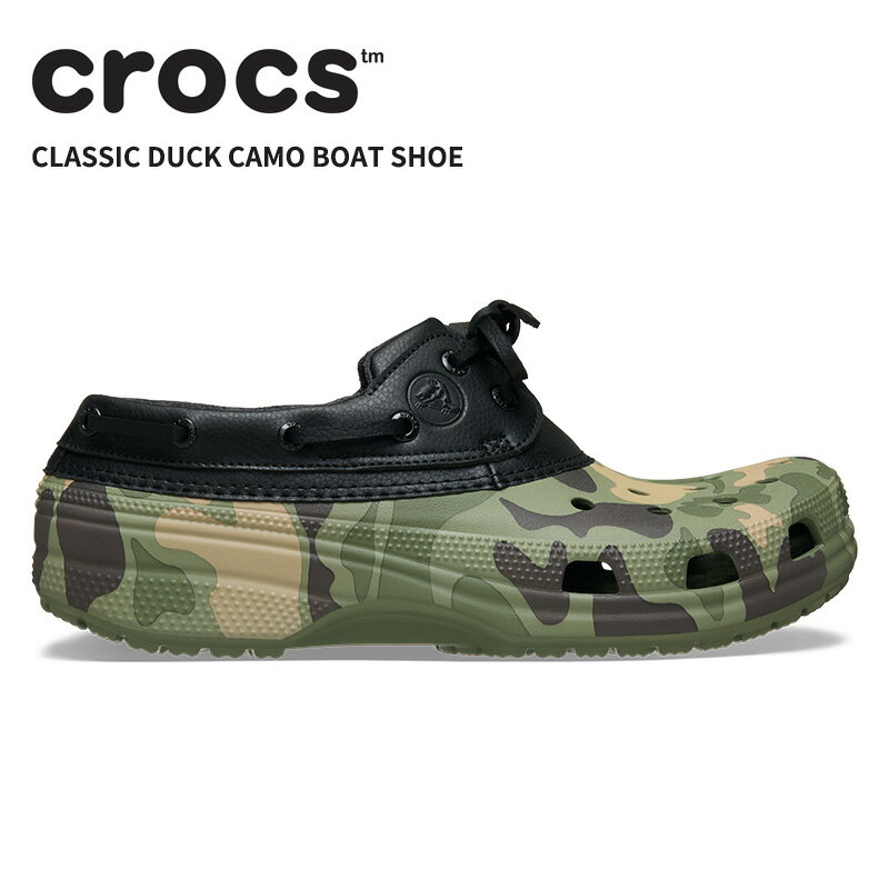Rakuten - [B]クロックス メンズ レディース サンダル CROCS クラシック ダック カモ ボート シュー Classic Duck Camo Boat Shoe ブラック/カーゴ 212951-0sl