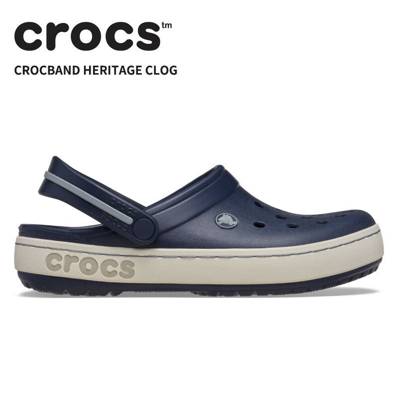 クロックス メンズ レディース サンダル CROCS クロックバンド ヘリテージ クロッグ Crocband Heritage Clog ネイビー 213224-410