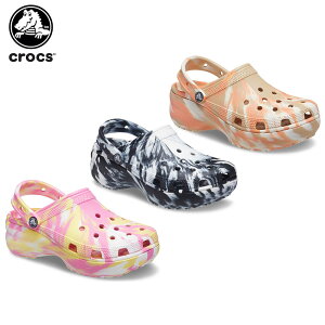 【30％OFF】クロックス(crocs) クラシック プラットフォーム マーブル クロッグ(classic platform marbled clog) レディース/女性用/厚底/サンダル/シューズ[C/B]