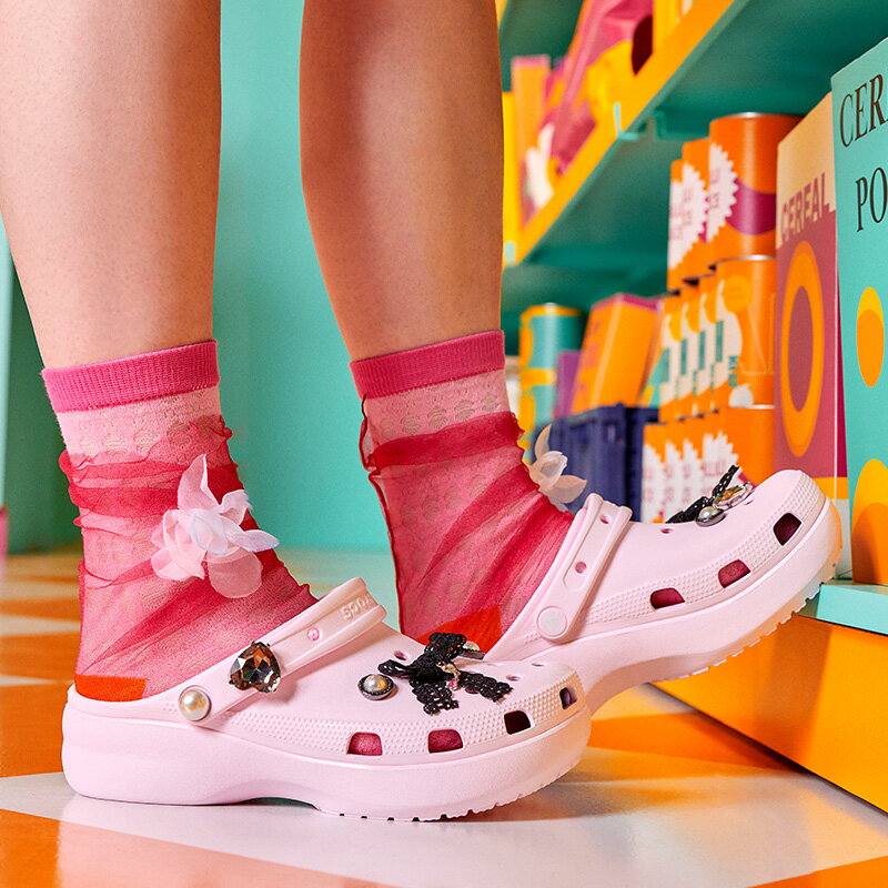 クロックス レディース サンダル CROCS クラシック プラットフォーム パール クロ...