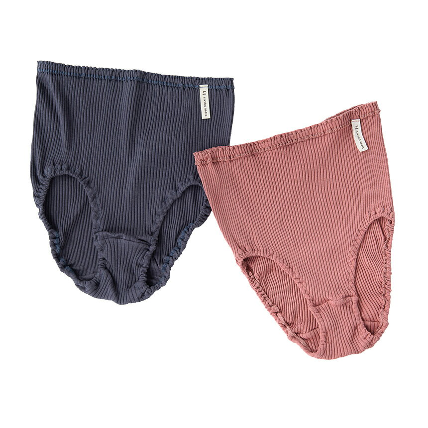 ショーツ レディース 綿100% ギフト 敏感肌 リブ編み 快適 ピンク ネイビー リブオーガニックコットン..