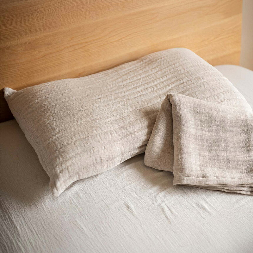 4枚重ね 麻70%綿30%枕カバー ピローケース ふわふわ 寝具 シングル 日本製