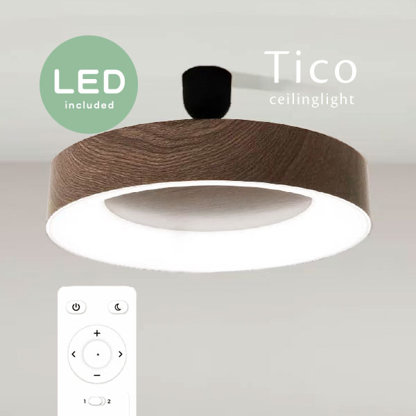 Rakuten - LED シーリングライト 【 Tico / ブラウン 】 北欧 リモコン 調光 調色 おしゃれ 照明 シンプル 木目 円形 丸形 円型 丸型 丸い