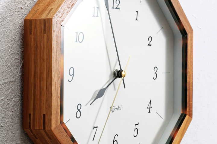 ウォールクロック 【 Ahtee 】 八角形 スイープ 連続秒針 クラシック おしゃれ 木製 時計 アナログ 掛け時計 壁掛け 和風 洋風 べっ甲 [3]