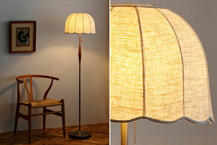 フロアライト ファブリック LED フレンチ 【 Lisette 】 1灯 木製 ビンテージ 北欧 おしゃれ フロアランプ レトロ クラシック アンティーク [2]