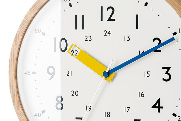 ウォールクロック 【 Storuman / イエロー 】 24時間 電波時計 掛け時計 壁掛け アナログ ガラス 木製 おしゃれ 北欧 シンプル 知育 学習 子供 croix