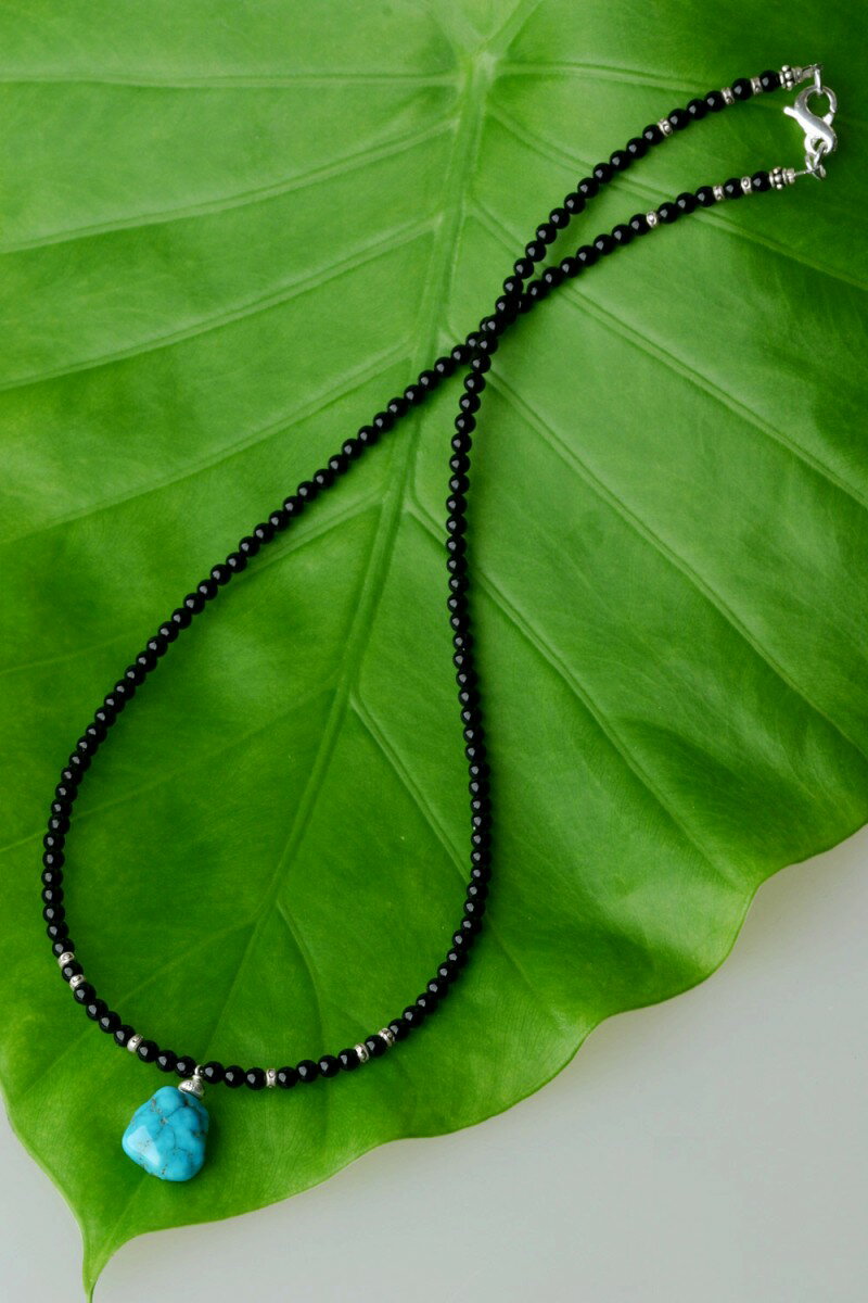 カレン 族 シルバー スリーピングビューティー 天然無着色 ターコイズ ブラックオニキス ネックレス メンズ レディース