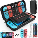 Switch ケース スイッチ ケース 5in1 ドック 対応 【収納ケース + 分離式 保護カバー + ガラスフィルム + 強化ガラス補助フレーム + 親指キ...