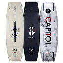 【送料無料】 2023 CAPITOL Board ハイパーライト Hyperlite ウェイクボード wakeboard アウトドア outdoor goods グッズ ライオット ローディド スポーツ マリンスポーツ 3ステージの爆発的なアタリと、従来の3ステージではない、軽快なボードの走りを融合させてスペシャルボード コリー・チュニセンによる新しい キャピトルボードは、コリーが求める爆発的な乗り味を満たすために、ブッチと一緒に研究所で製作されました。 キャピトルはブレンテッド 3 ステージ ロッカーを纏い、ウェイクから大きなポップを実現し、テイルのシャープなチャンネル構造がスピーディでクリーンなリリースを可能にします。ボードのベースにあるデュアルコンケーブを組み込んだ キャピトルは、カービング、アプローチでのスピードをキープしてくれます。スイングウェイトは最小限に抑えられ、エッジからエッジへの移行はバターのようにスムーズです。 爽快な乗り味を求めるあなた！コリーと一緒キャピトルに飛び乗ってください。SPEC・バイオライト3コア・ブレンテッド3ステージロッカー・シャープなチップ＆テールチャンネル構造・小さなスイングウェイト形状・両側コンケープ（溝）ベース・積層ガラス構造・モノコック構造・サイズアップボード・ブッチカスタムボード・M6インサート・0.7 SS Baem Fin ×4枚Length139cm / 143cmMid Width43.8cm / 44.1cmRocker6.35cm / 6.35cm (ブレンテッド3ステージ)※当店では実店舗でも販売しているため、ご注文いただいた商品が在庫切れの場合もありますのであらかじめご了承ください。 2