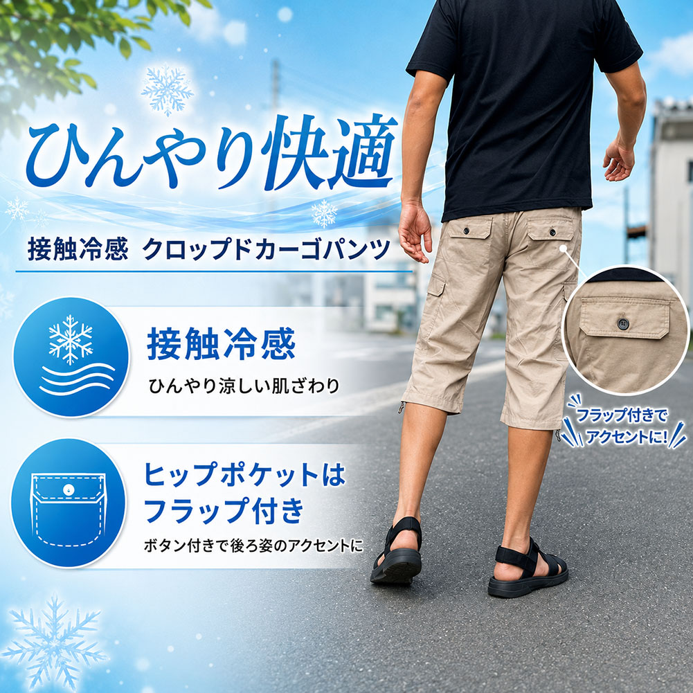 アウトドアプロダクツ OUTDOOR PRODUCTS 送料無料 メンズ 短パン ショートパンツ ハーフパンツ カーゴパンツ アウトドア キャンプ 送料無料 七分丈 クロップドパンツ 吸水速乾 M,L,LL croota-10005572 CROOTA SHOP HAMAFU INC. サンプル画像3