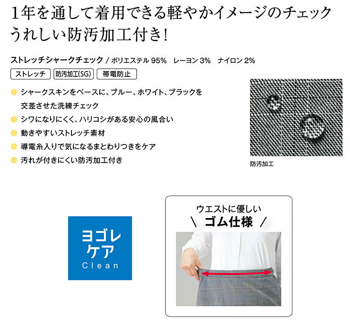 クロスワーカースポーツ楽天市場店のスカート Aライン 事務服 AR3008-1 オールシーズン レディース 女性用 ストレッチ 防汚 帯電防止 制服 ユニフォーム オフィス アルファピア チクマ｜アングル2
