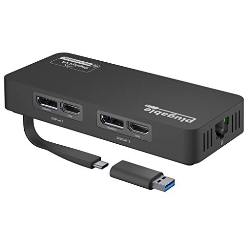 Plugable USB-C 変換グラフィックアダプタ、ディスプレイ変換 Windows 用 デュアル 4K HDMI および DisplayP